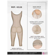 Load image into Gallery viewer, Fajas Salome 0520 | Open Bust Post Surgery Full Body Shaper for Women | Butt Lifter Knee Length Bodysuit | Powernet - Pal Negocio