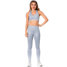 Load image into Gallery viewer, FLEXMEE 946137 High-Rise Shimmer Silver Sports Leggings

