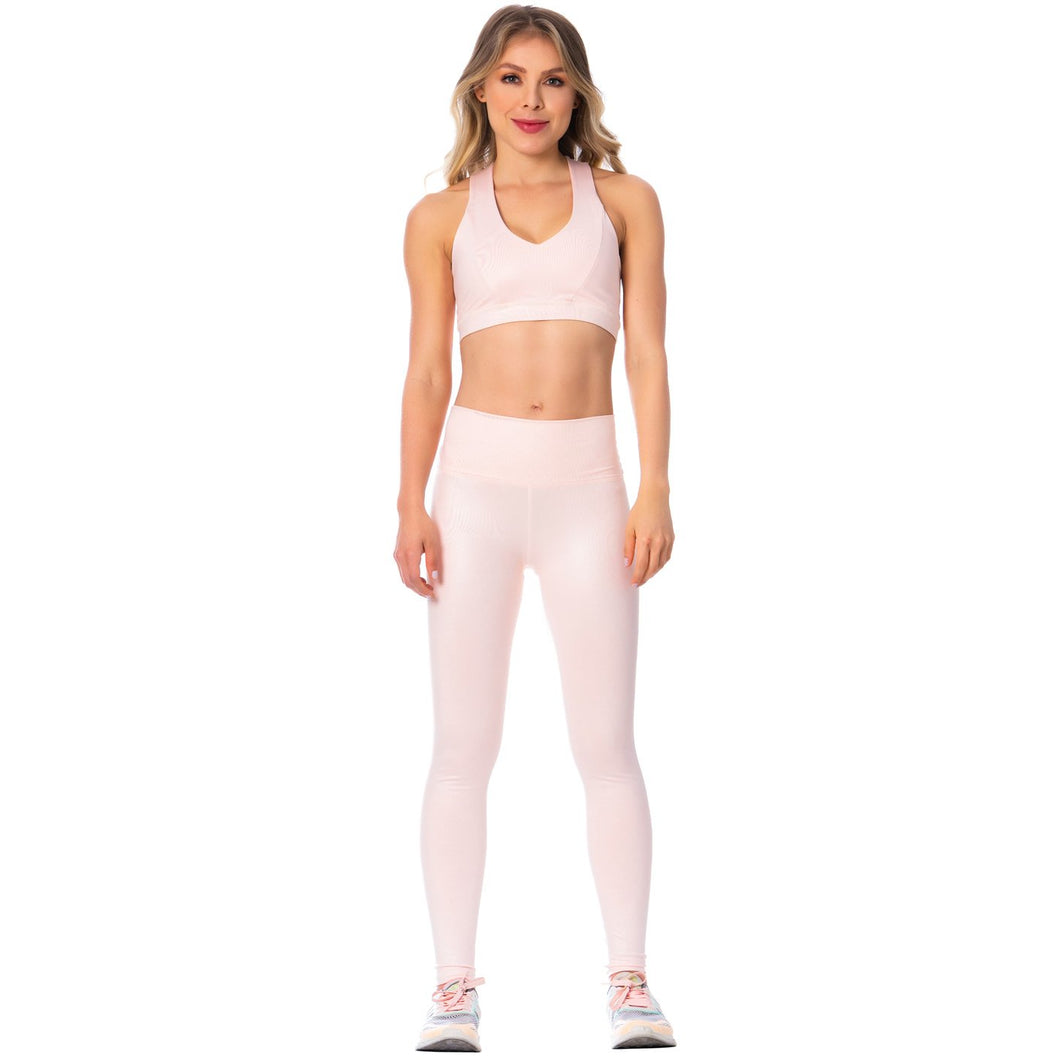 FLEXMEE 946164 High-Rise Shimmer Pink Sports Leggings