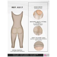 Load image into Gallery viewer, Fajas Salome 0517 | Post Surgery Stage 1 Butt Lifter Full Bodysuit | Open Bust Knee Length Body Shaper for Women | Powernet - Pal Negocio

